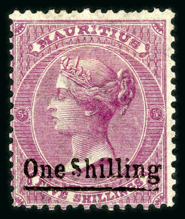 Stamp of Mauritius » 1876-78 Surcharges (SG 76-91) 1877 1/- surcharge (type 15) on 1863-72 5/- bright