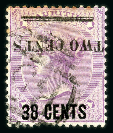 Stamp of Mauritius » 1883-91 Surcharges, Arms & Jubilee Issues (SG 112-35, 137) 1891 "Two Cents" on 38c. on 9d. pale violet, variety