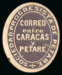 Stamp of Venezuela 1854-1903, small collection of local stamps incl. 1854 Bejuma "Franca" and "Debe" unused, 1876 oval "Correo entre Caracas y Petare" mint