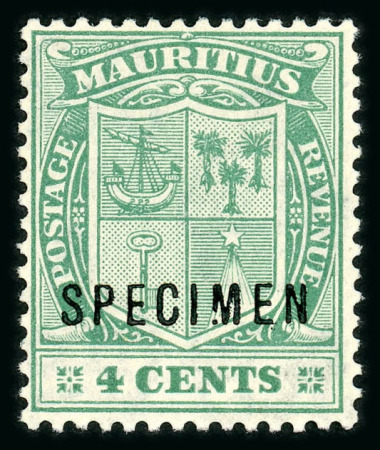 Stamp of Mauritius » Later Issues 1921-26 4c. green, overprinted "Specimen", showing constant variety broken "M"