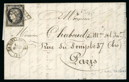 Stamp of France » Type Cérès de 1849-1850 1849, Rare cad de La Guillotière (Lyon) sur lettre Y&T n°3