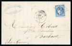 Stamp of France » Lettres Classiques Bordeaux n°46Ad (bleu outremer, certificats) sur lettre de Angers