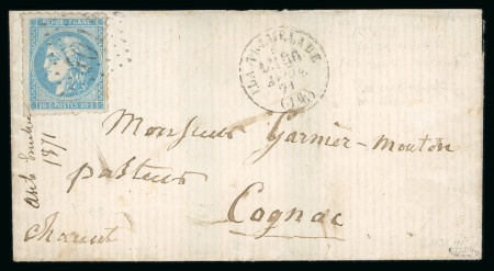 Stamp of France » Lettres Classiques Bordeaux n° 46B avec piquage privé sur lettre de la Tremblade