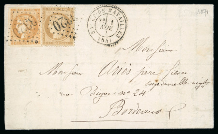 Stamp of France » Lettres Classiques Affranchissement mixte Bordeaux n°43 + Cérès 59 sur lettre
