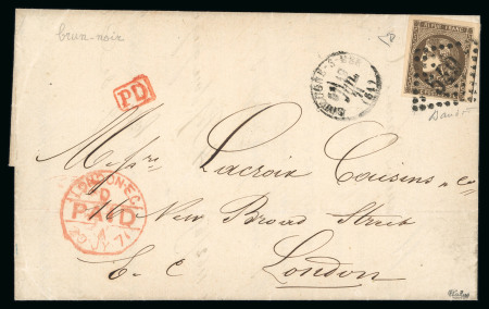 Stamp of France » Lettres Classiques 1871, Bordeaux n°47b brun-noir oblitéré GC 549 sur lettre pour Londres