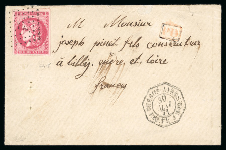 Stamp of France » Lettres Classiques 1871, Lettre affranchie n°49 oblitéré ancre + cad Buenos-Ayres (Argentine)
