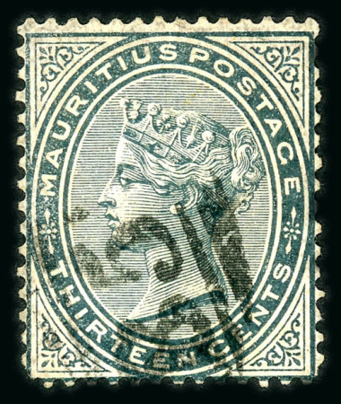 Stamp of Mauritius » 1879-80 De La Rue Watermark CC (SG 92-100) 1879-80 13c. slate Photo-Litho Sperati forgery, "used"