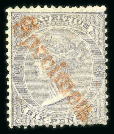 Stamp of Mauritius » 1860-72 De La Rue Issues (SG 46-72) 1860-63 6d. slate, unused without gum, handstamped