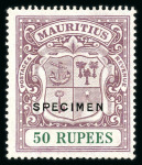 Stamp of Mauritius » Later Issues 1921-26 50R Dull Purple & Green with SPECIMEN ovpt