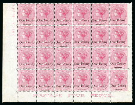 Stamp of Mauritius » 1876-78 Surcharges (SG 76-91) 1877 "One Penny" on 4d. rose carmine, mint imprint