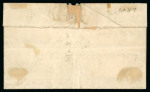 Stamp of United States » Local Stamps Frazer & Co., Cincinnati O., 1845-1851, 2c Black on Green (Scott 69L3). Extremely fine with wide margins all around, uncancelled, used on local folded letter