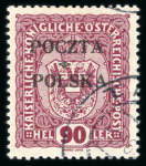 Stamp of Poland 1919 90 Heller Krakow overprint, light used example