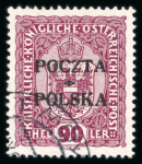 Stamp of Poland 1919 90 Heller Krakow overprint, light used example