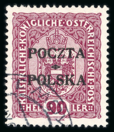Stamp of Poland 1919 90 Heller Krakow overprint, light used example