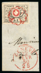 Stamp of Switzerland / Schweiz » "Waadt", "Neuenburg", "Winterthur" 1850, Waadt 5 auf Briefstück