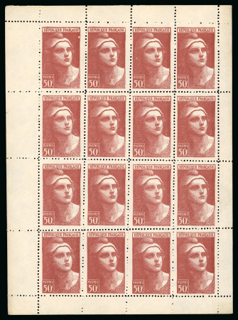 Stamp of France » Émissions à partir de 1900 1945, Gandon Y&T n°732a, Faux d'Italie en feuille complète
