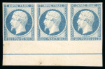 Stamp of France » Empire 1853-1862 1853, Napoléon non dentelé Y&T n°14, 20c bleu en bande