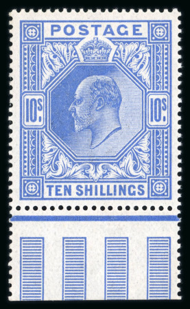 Stamp of Great Britain » King Edward VII » 1911-13 Somerset House Issues 1911-13 10s blue mint n.h. lower marginal