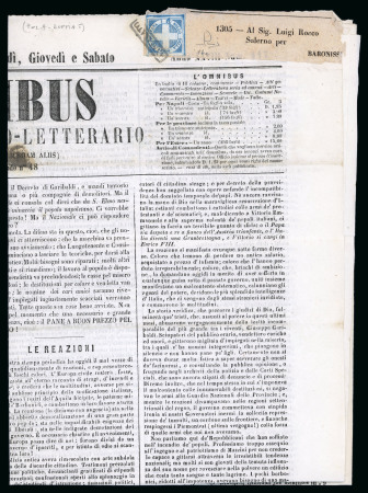 Stamp of Italian States » Naples 1860 Cross of Savoy 1/2T blue, pos.8 showing vertical shifting double T variety on complete newspaper