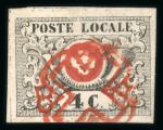 Stamp of Switzerland / Schweiz » "Waadt", "Neuenburg", "Winterthur" 1849, Waadt 4, farbfrisch, allseits überrandig geschnitten