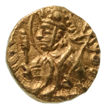 Kushanas, Huvishka, c. 151-192, AV quarter dinar, 1.98 g. Mao