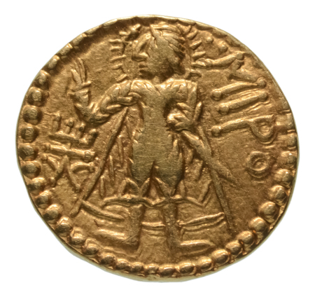 Kushanas, Huvishka, c. 151-192, AV dinar, 7.78 g. Miro