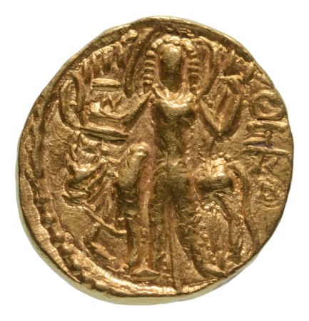 Kushanas, Vasishka, c. 247-265, AV dinar, 7.77 g. Oesho Bull