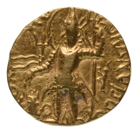 Kushanas, Vasishka, c. 247-265, AV dinar, 7.88 g. Oesho Bull