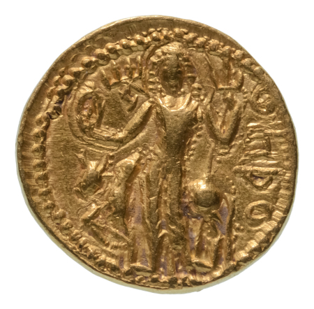 Kushanas, Vasishka, c. 247-265, AV dinar, 7.88 g. Oesho Bull