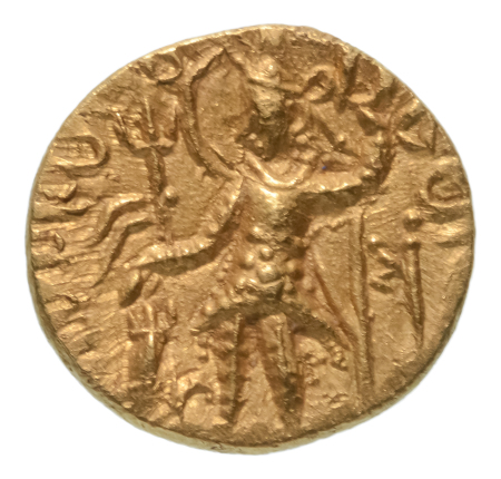 Kushanas, Vasishka, c. 247-265, AV quarter dinar, 1.95 g. Oesho Bull