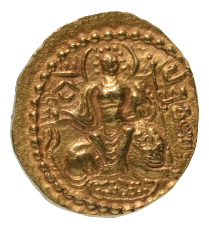 Gupta Empire, Chandragupta I, c. 319-335, AV dinar, 7.75 g. King and Queen