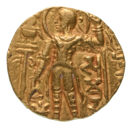 Gupta Empire, Samudragupta, c. 335-375, AV dinar, 7.56 g. Javelin