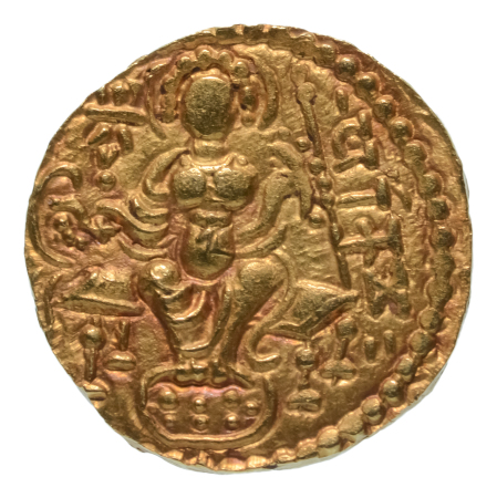 Gupta Empire, Samudragupta, c. 335-375, AV dinar, 7.77 g. Javelin