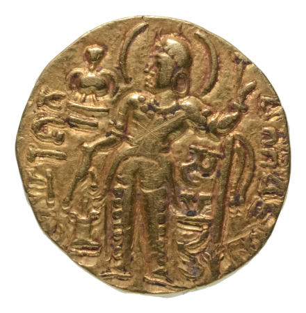 Gupta Empire, Samudragupta, c. 335-375, AV dinar, 7.58 g. Javelin