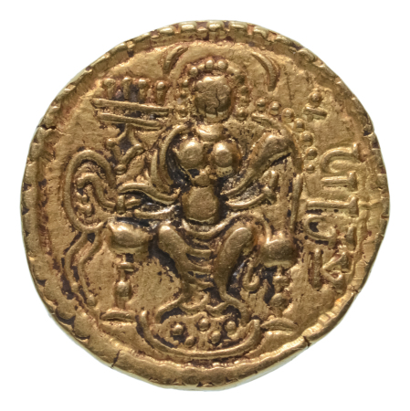Gupta Empire, Samudragupta, c. 335-375, AV dinar, 7.58 g. Javelin