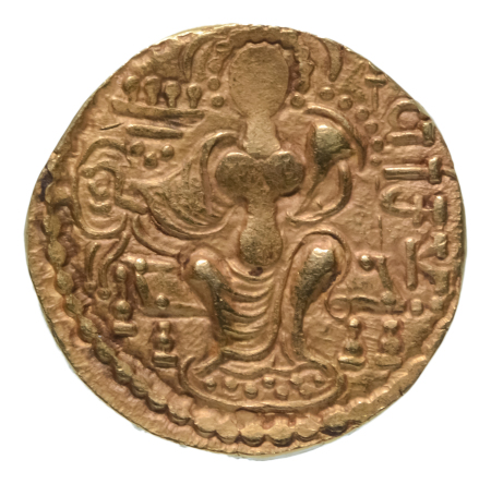 Gupta Empire, Samudragupta, c. 335-375, AV dinar, 7.71 g. Javelin