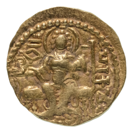 Gupta Empire, Samudragupta, c. 335-375, AV dinar, 7.58 g. Javelin