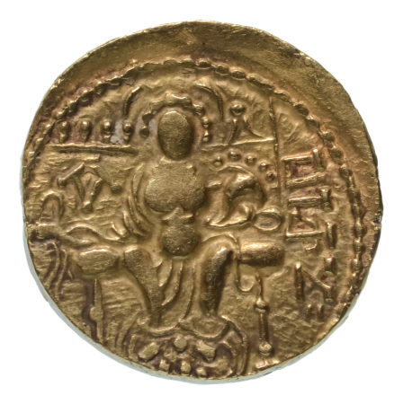 Gupta Empire, Samudragupta, c. 335-375, AV dinar, 7.79 g. Javelin