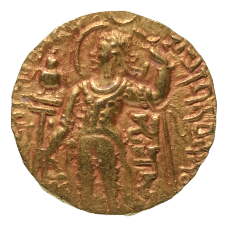 Gupta Empire, Samudragupta, c. 335-375, AV dinar, 7.84 g. Javelin
