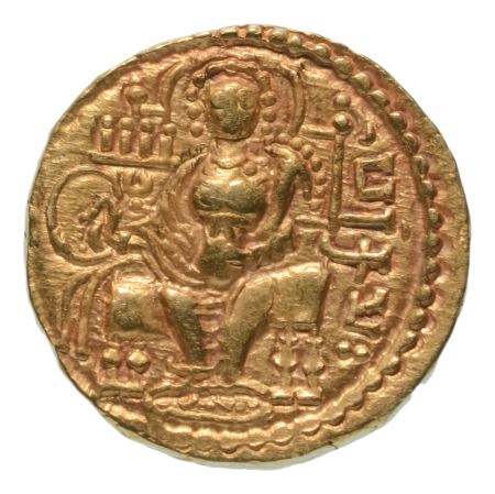 Gupta Empire, Samudragupta, c. 335-375, AV dinar, 7.84 g. Javelin