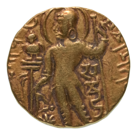 Gupta Empire, Samudragupta, c. 335-375, AV dinar, 7.36 g. Javelin