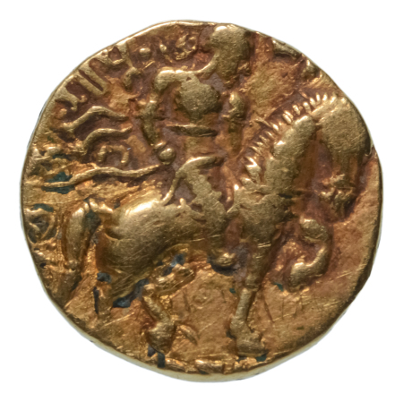 Gupta Empire, Chandragupta II, c. 380-413, AV dinar, 7.77 g. Horseman