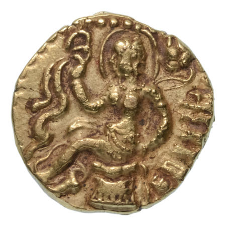 Gupta Empire, Kumaragupta I, c. 415-455, AV dinar, 8.04 g. Horseman