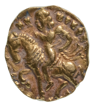 Gupta Empire, Chandragupta II, c. 380-413, AV dinar, 7.93 g. Horseman
