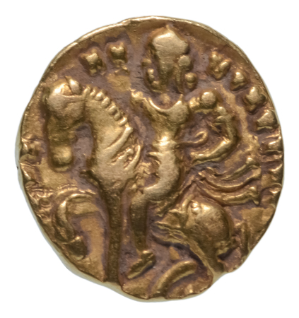 Gupta Empire, Chandragupta II, c. 380-413, AV dinar, 7.77 g. Horseman