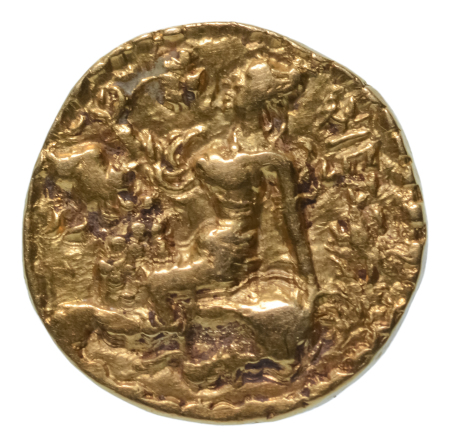 Gupta Empire, Chandragupta II, c. 380-413, AV dinar, 7.88 g. Lion slayer