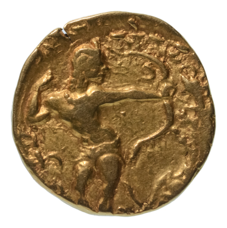 Gupta Empire, Chandragupta II, c. 380-413, AV dinar, 7.66 g. Lion slayer