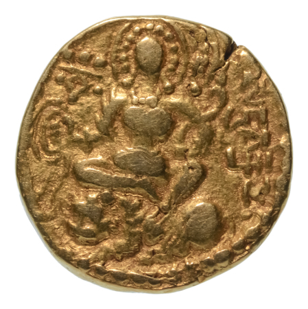 Gupta Empire, Chandragupta II, c. 380-413, AV dinar, 7.66 g. Lion slayer