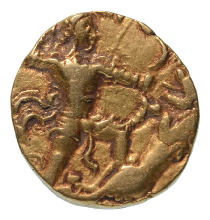 Gupta Empire, Chandragupta II, c. 380-413, AV dinar, 7.69 g. Lion slayer