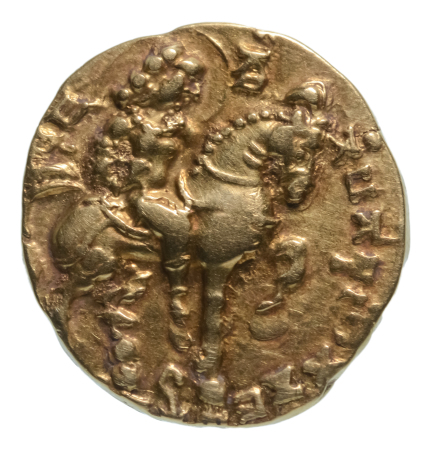 Gupta Empire, Kumaragupta I, c. 415-455, AV dinar, 8.07 g. Horseman